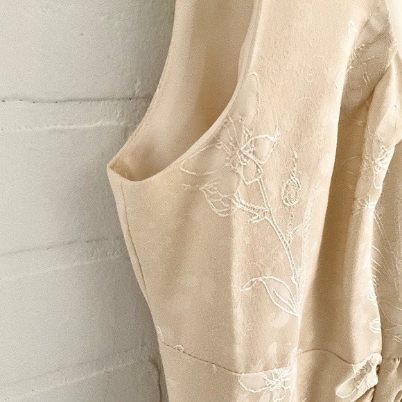 Vintage Y2K Midi dress Gown Babydoll Bow Cream Vanilla Floral Jacquard 8 - Picture 8 of 16